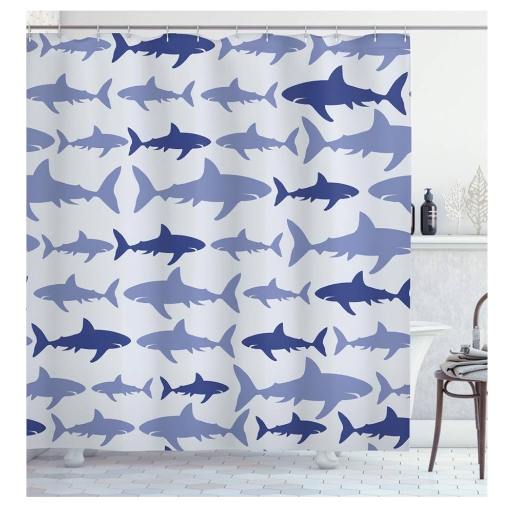 Blue Shark Pattern Shower Curtain